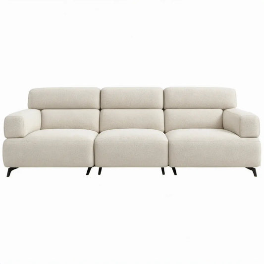 3-zitsbank 240 x 95 x 85 cm crème bouclé polyester met zwarte stalen poten